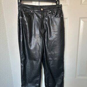 H&M Divided Faux Leather Straight Leg Pants - Size 6 - Black